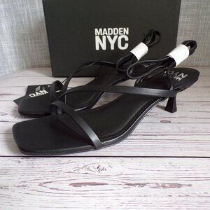Madden NYC Women's Black Strappy Kitten Heel with Ankle Strap